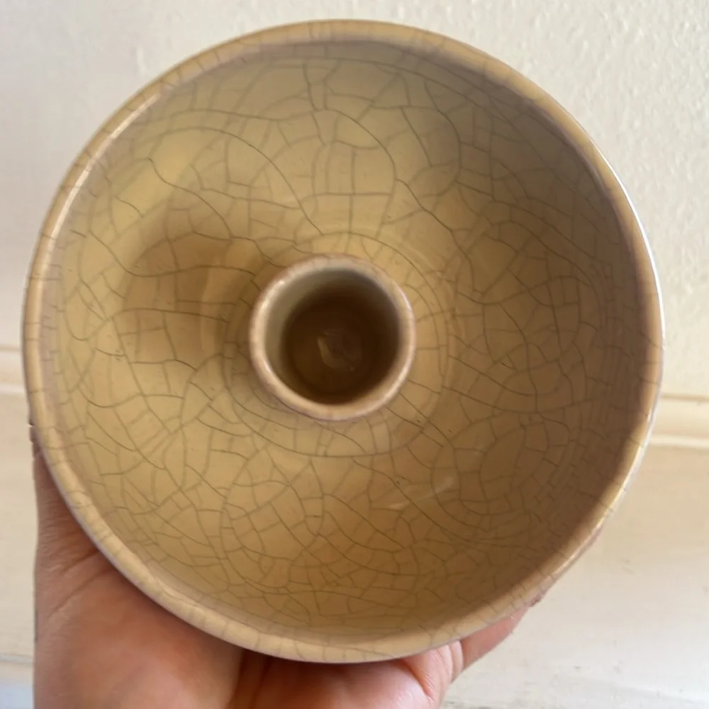 Unique crackle glaze candlestick holder ceramic